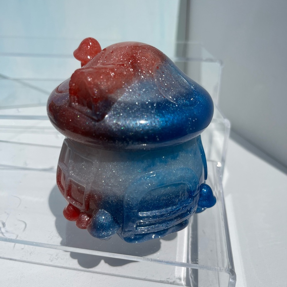 Red, white, and Blue Glitter Mushroom Figurine